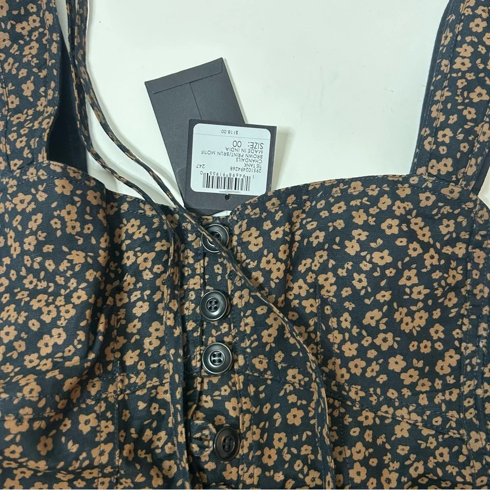 TOPS | CLUB MONACO WOMEN TIE TANK BROWN PRINT - Picture 7 of 8